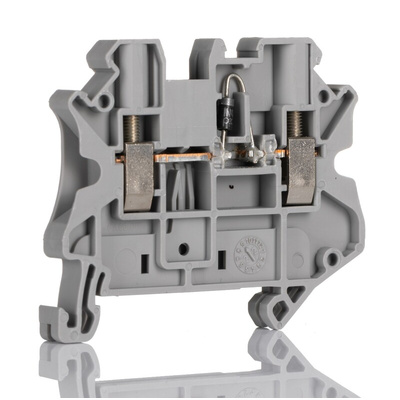 Phoenix Contact UT 4-DIO/L-R Series Grey Feed Through Terminal Block, 4mm², Single-Level, Screw Termination