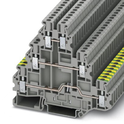 Phoenix Contact UT 2.5-PE/L/L Series Grey DIN Rail Terminal Block, 2.5mm², Triple-Level, Screw Termination