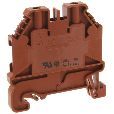 Wieland WT 2.5 Series Brown Feed Through Terminal Block, 2.5mm², Single-Level, Screw Termination, ATEX