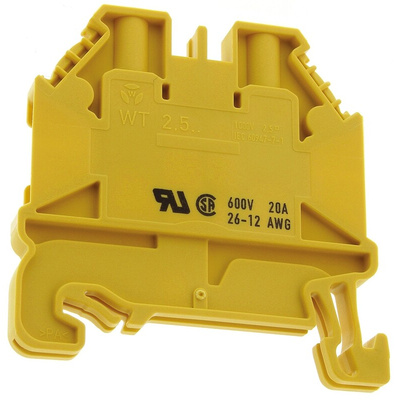 Wieland WT 2.5 Series Yellow Feed Through Terminal Block, 2.5mm², Single-Level, Screw Termination, ATEX