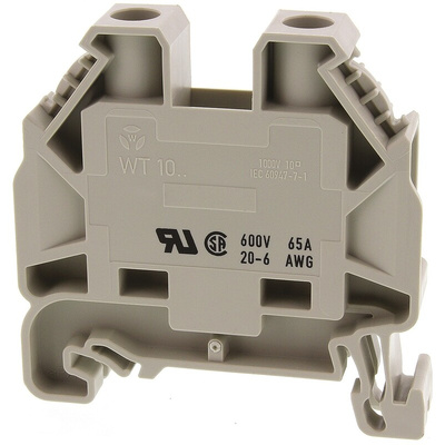 Wieland WT 10 Series Grey Feed Through Terminal Block, Single-Level, Screw Termination, ATEX