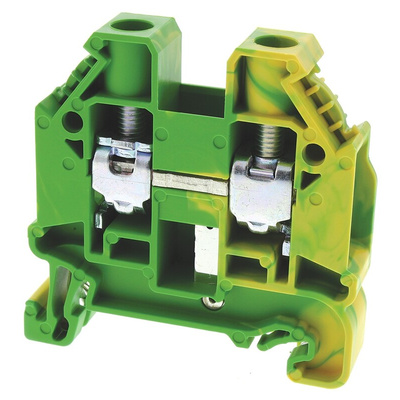 Wieland WT 10 PE Series Green, Yellow Earth Terminal Block, Single-Level, Screw Termination, ATEX