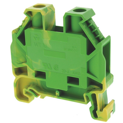 Wieland WT 10 PE Series Green, Yellow Earth Terminal Block, Single-Level, Screw Termination, ATEX