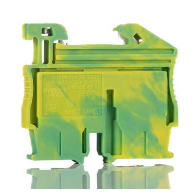 Phoenix Contact MPT 2.5-PE Series Green/Yellow Earth Terminal Block, 0.14 → 4mm², Single-Level, Push In