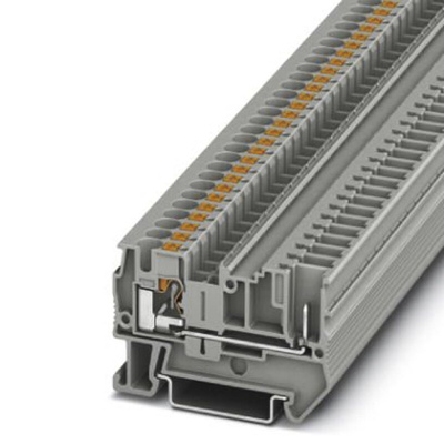 Phoenix Contact PT 4/1P Series Grey Feed Through Terminal Block, Single-Level, Push In Termination