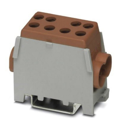 Phoenix Contact UDB 2X35/25 BN Series Brown Non-Fused DIN Rail Terminal, Single-Level, Screw Termination