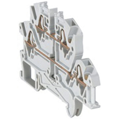 Legrand 372 Series Grey Feed Through Terminal Block, Double-Level, Spring Clamp Termination