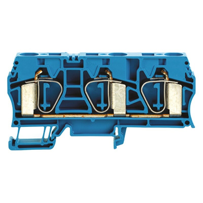 Weidmuller Z Series Blue Feed Through Terminal Block, Single-Level, Clamp Termination