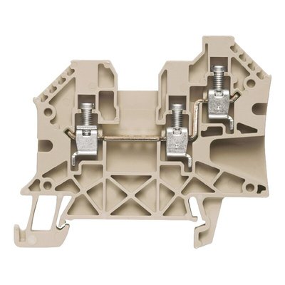 Weidmuller W Series Dark Beige Feed Through Terminal Block, Single-Level, Screw Termination
