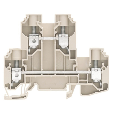 Weidmuller W Series Dark Beige Double Level Terminal Block, Double-Level, Screw Termination