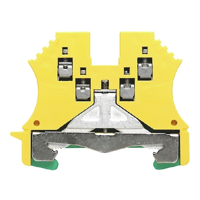 Weidmuller W Series Green, Yellow DIN Rail Terminal Block, 1.5mm², Single-Level, Screw Termination