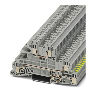 Phoenix Contact UTI 2.5-PE/L/L Series Grey DIN Rail Terminal Block, 0.2 → 4mm², Triple-Level, Screw Termination