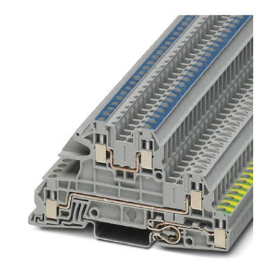 Phoenix Contact UTI 2.5-PE/L/N Series Grey DIN Rail Terminal Block, 0.2 → 4mm², Triple-Level, Screw Termination