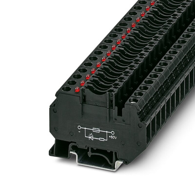 Phoenix Contact UK6-FSI/C-LED60 Series Black Fused DIN Rail Terminal, 0.2 → 10mm², Single-Level, Screw