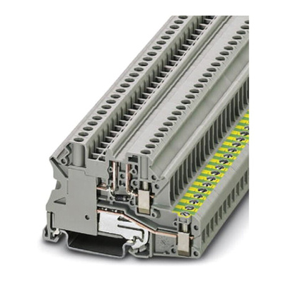 Phoenix Contact UT 4-PE/L-DIO/R-L P/P Series Grey Component Terminal Block, Single-Level, Screw Termination