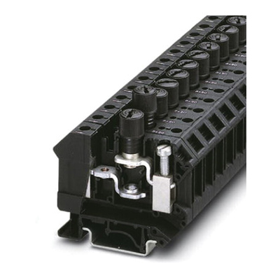Phoenix Contact UK 10-DREHSI-EX (6.3X32) Series Black Fused DIN Rail Terminal, 0.5 → 16mm², Single-Level, Screw