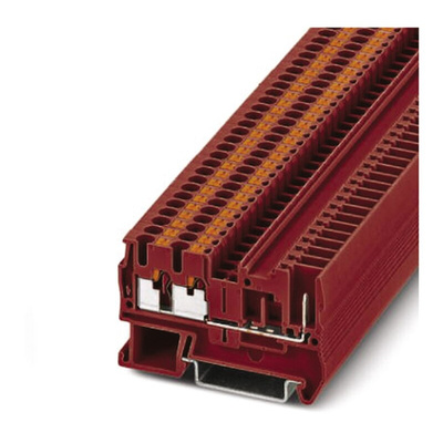 Phoenix Contact PT 2.5-TWIN/1P RD Series Red Feed Through Terminal Block, 0.14 → 4mm², Single-Level, Plug In