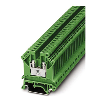 Phoenix Contact UK3 N GN Series Green Feed Through Terminal Block, 0.2 → 4mm², Single-Level, Screw Termination