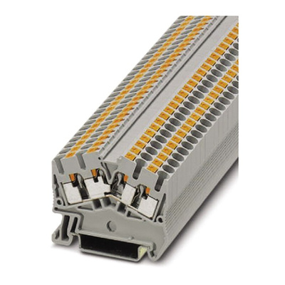 Phoenix Contact PTS 2.5-QUATTRO OG Series Orange Feed Through Terminal Block, Single-Level, Push In Termination