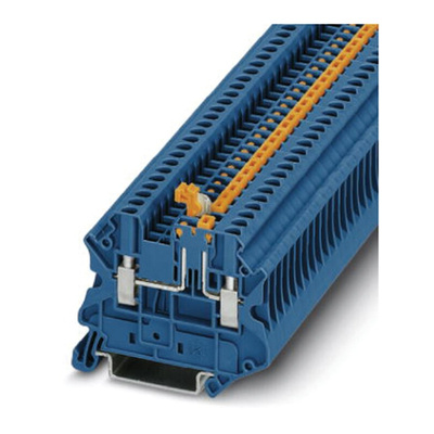 Phoenix Contact UT 2.5-MT P/P BU Series Blue Knife Disconnect Terminal Block, Single-Level, Screw Termination