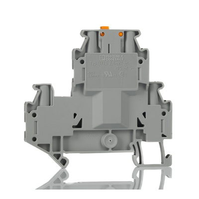 Phoenix Contact UTTB 2.5-MT-P/P Series Grey Knife Disconnect Terminal Block, 0.14 → 4mm², 2-Level, Screw