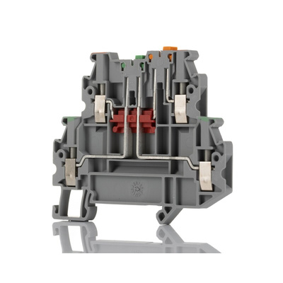 Phoenix Contact UTT 2.5-2MT-P/P Series Grey Knife Disconnect Terminal Block, 0.14 → 4mm², Double-Level, Screw