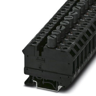 Phoenix Contact UK 10-DREHSILED 60 (5X20) Series Black Fused DIN Rail Terminal, 1-Level, Screw Termination, Fused