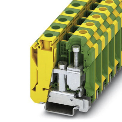 Phoenix Contact USLKG 35 N Series Green, Yellow DIN Rail Terminal Block, 10 → 35mm², Single-Level, Screw
