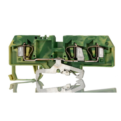 Wago 282 Series Green/Yellow Earth Terminal Block, 6mm², Single-Level, Cage Clamp Termination