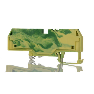 Wago 282 Series Green/Yellow Earth Terminal Block, 6mm², Single-Level, Cage Clamp Termination