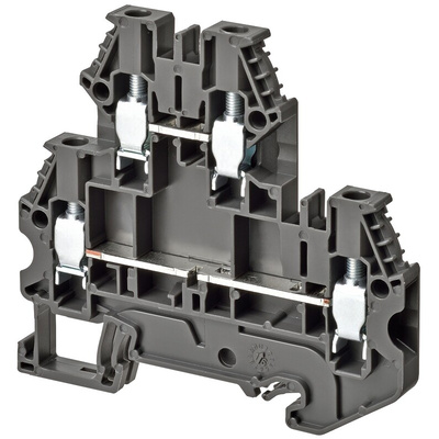 Omron XW5T Series Grey DIN Rail Terminal Block, 4mm², Double-Level, Screw Termination