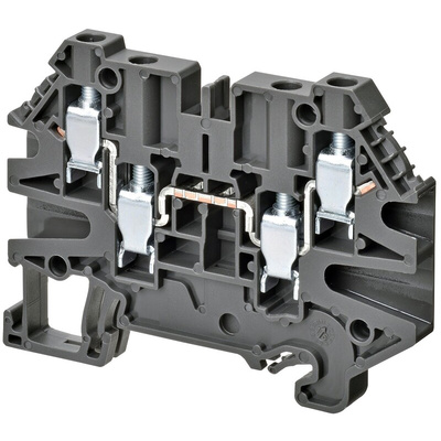 Omron XW5T Series Grey DIN Rail Terminal Block, 4mm², Single-Level, Screw Termination
