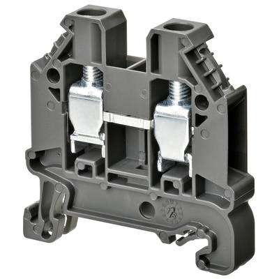 Omron XW5T Series Grey DIN Rail Terminal Block, 6mm², Single-Level, Screw Termination