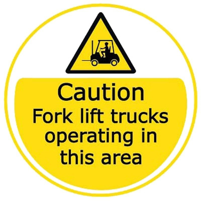 RS PRO Fork Lift TrucksOperating In This Area Hazard & Warning Label (English)