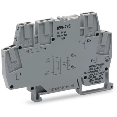 Wago 859 Series Grey Optocoupler Terminal Block, 2.5mm², Cage Clamp Termination