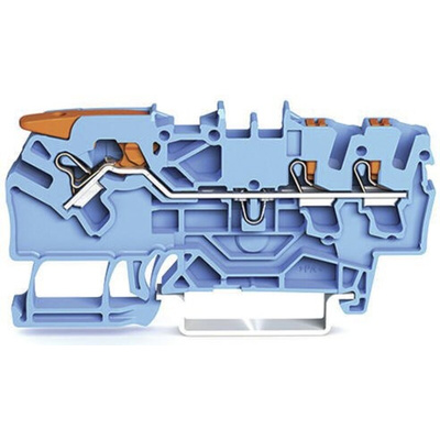 Wago TOPJOB S, 2102 Series Blue Feed Through Terminal Block, 2.5mm², Single-Level, Push-In Cage Clamp Termination,
