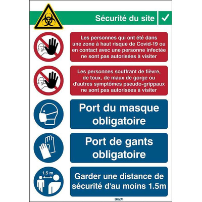 Brady Safety Poster, Laminated Polyester B-7541, French, 371 mm, 262mm