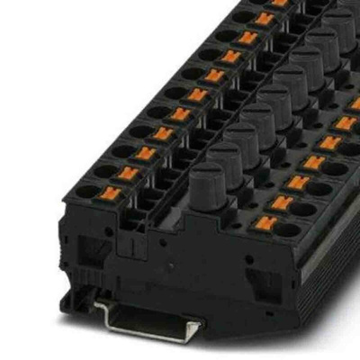 Phoenix Contact PT Series Black Fused DIN Rail Terminal, Single-Level, Fused