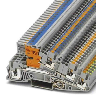 Phoenix Contact Grey DIN Rail Terminal Block, 0.14 → 4mm², Push In Termination