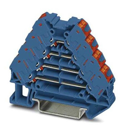 Phoenix Contact PTRV 4 BU/RD Series Blue DIN Rail Terminal Block, 0.14 → 2.5mm², Push In Termination