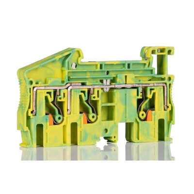 Phoenix Contact PT 6 Series Green, Yellow Component Terminal Block, 10mm², Push In Termination, ATEX, IECEx