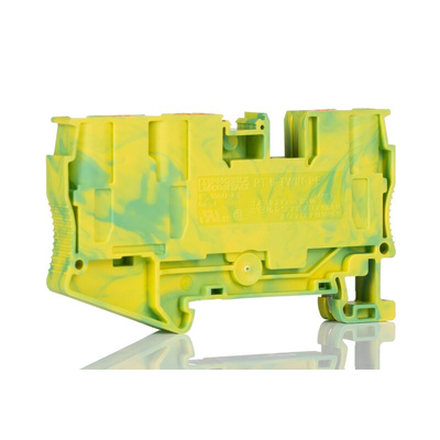 Phoenix Contact PT 6 Series Green, Yellow Component Terminal Block, 10mm², Push In Termination, ATEX, IECEx