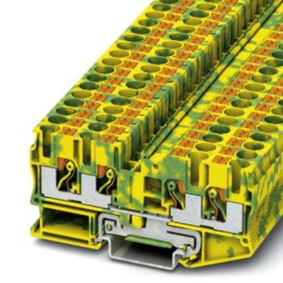 Phoenix Contact PT 6 Series Green, Yellow Component Terminal Block, 10mm², Push In Termination, ATEX, IECEx