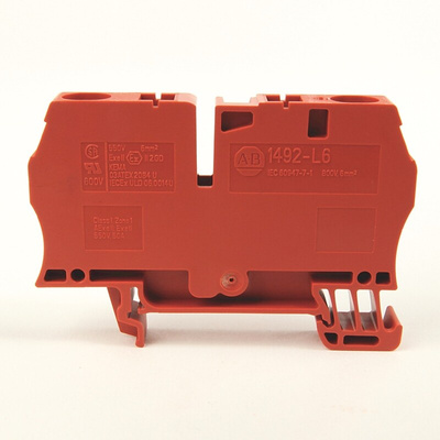 Rockwell Automation 1492 Series Red DIN Rail Terminal Block, 6mm², Spring Clamp Termination, ATEX, IECEx