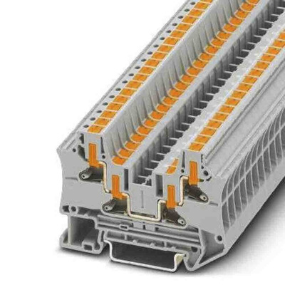 Phoenix Contact PTV Series Grey Feed Through Terminal Block, Push In Termination