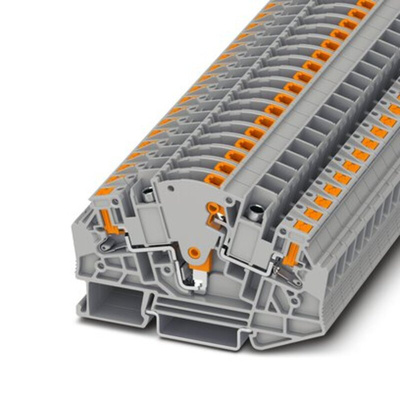 Phoenix Contact PTVME Series Grey Test Disconnect Terminal Block, Single-Level, Push In Termination