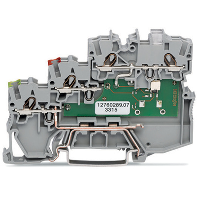 Wago TOPJOB S, 2000 Series Grey Terminal Block, 1mm², Triple-Level, Push-In Cage Clamp Termination