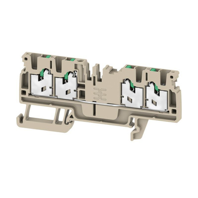 Weidmuller AS4C 2.5 Series Dark Beige Feed Through Terminal Block, 1-Level, Snap On Termination