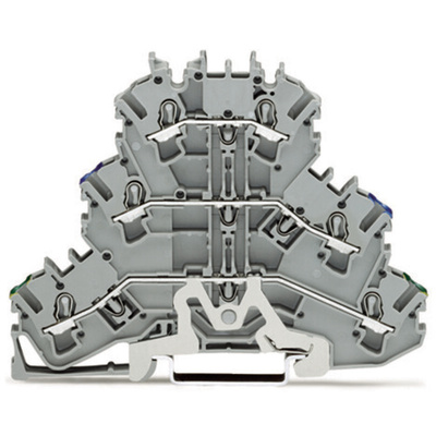Wago TOPJOB S, 2002 Series Grey Feed Through Terminal Block, 2.5mm², Triple-Level, Push-In Cage Clamp Termination,