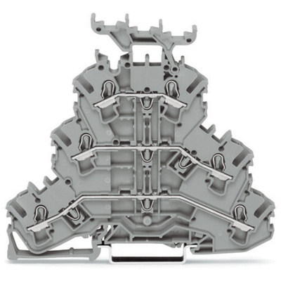 Wago TOPJOB S, 2002 Series Grey Feed Through Terminal Block, 2.5mm², Triple-Level, Push-In Cage Clamp Termination,